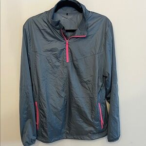 Nike Gray Windbreaker with Bright Pink Accents